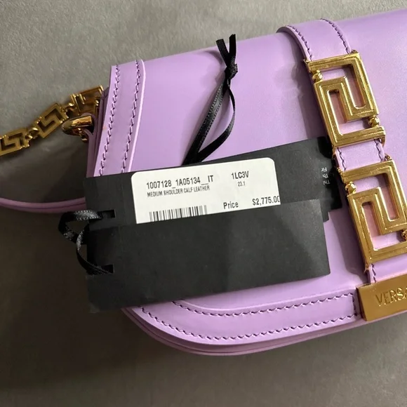 NWT Versace Greca Goddess Shoulder Bag in Baby Violet - Picture 5 of 12
